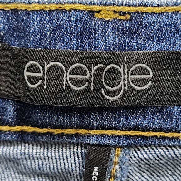 Energie Shorts Womens 15 Juniors Blue Bermuda Destructed Cut Off Hem Dark Wash - Picture 4 of 13